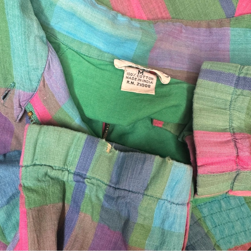 Vintage 80s IZOD Lacoste Madras Plaid Full Zip Bomber Jacket Men’s Medium - Picture 11 of 12